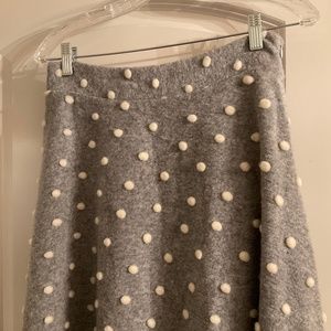 Anthropologie/Mauve Wool Grey Skirt with Cream Polka Dots ~ Small